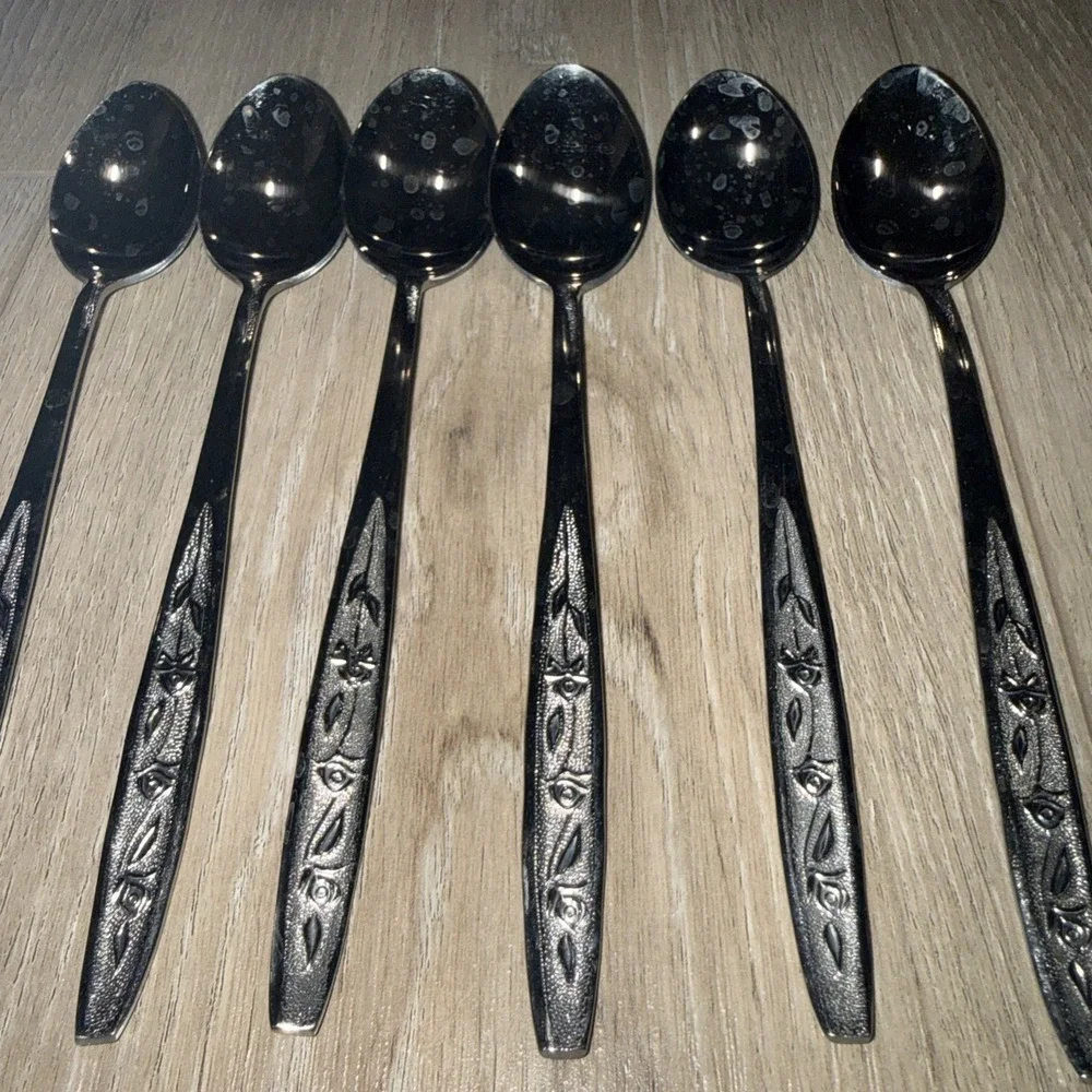 Ekco Eterna ROSE COTILLION 11 Iced Tea Spoons Stainless Steel Flatware Taiwan